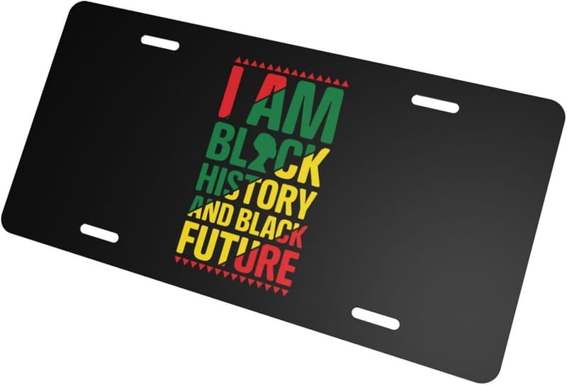 Black History & Future Aluminum License Plate Cover
