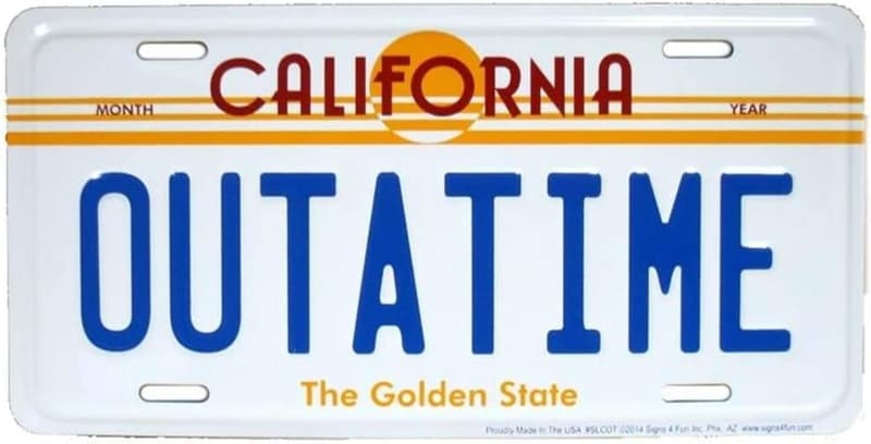 Delorean Metal Embossed License Plate | Outatime Design