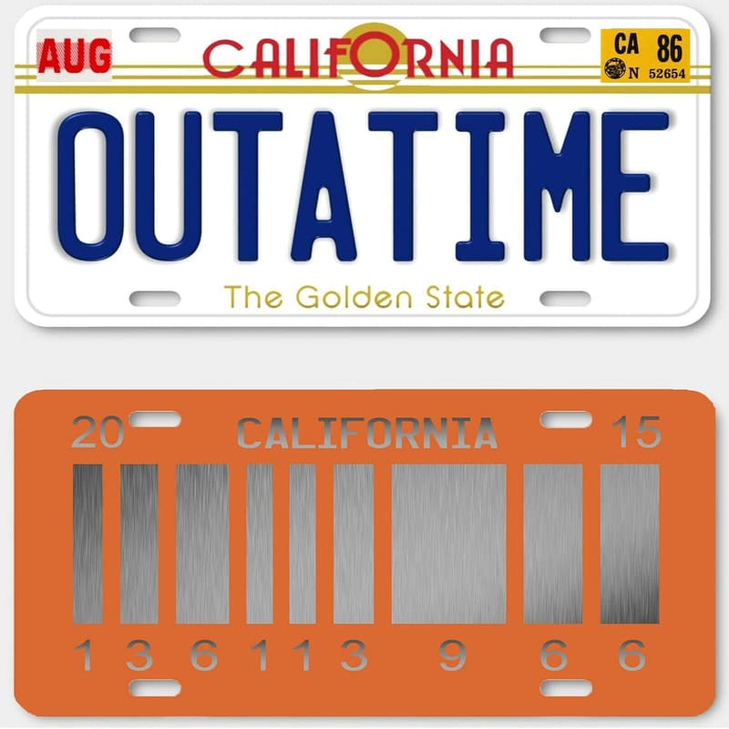 Delorean Time Machine License Plate Replica Set of 2