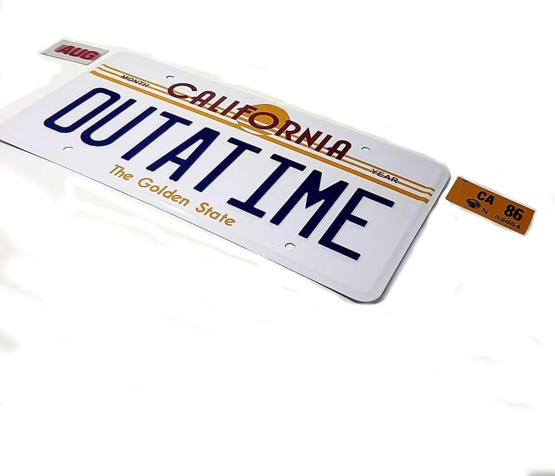 Delorean OUTATIME License Plate & 2015 Future Memorabilia Combo