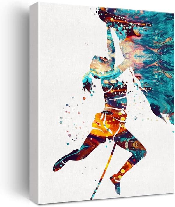 Rock Climber Canvas Wall Art - 12x15 Inch Framed Decor