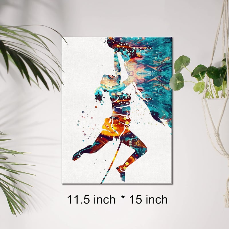 Rock Climber Canvas Wall Art - 12x15 Inch Framed Decor