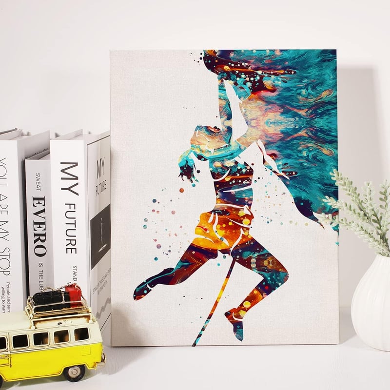 Rock Climber Canvas Wall Art - 12x15 Inch Framed Decor