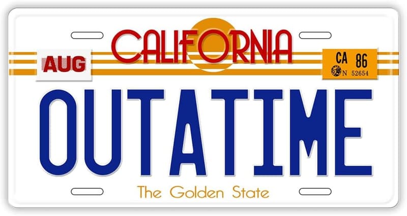 Outatime Embossed License Plate Replica - Delorean Prop 12x6 inch