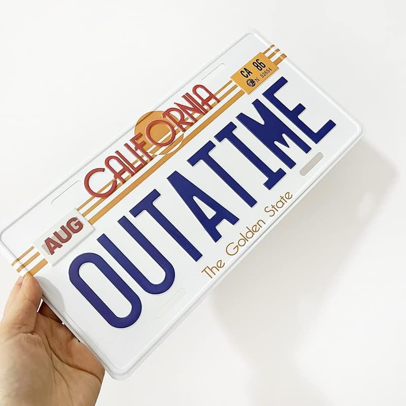 Outatime Embossed License Plate Replica - Delorean Prop 12x6 inch