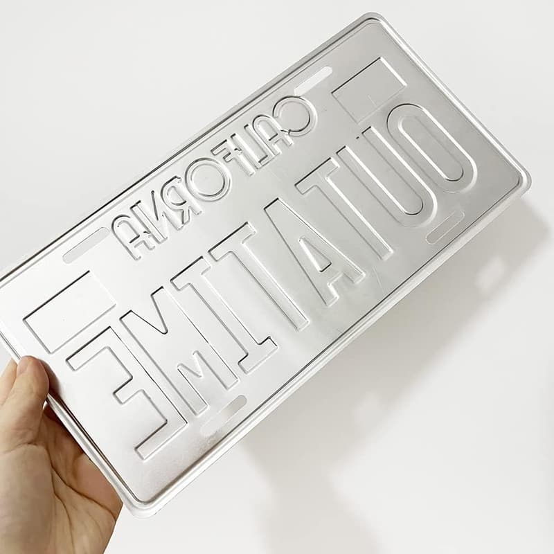 Outatime Embossed License Plate Replica - Delorean Prop 12x6 inch