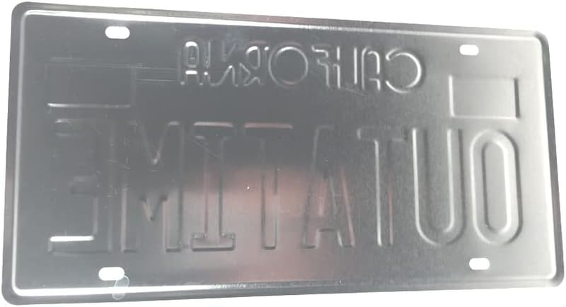 Delorean Time Machine Metal License Plate - Vintage Aged Effect