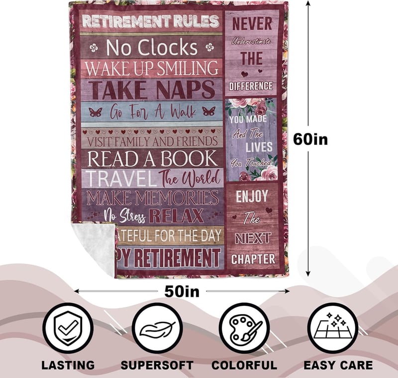 Funny Retirement Blanket Gift for Women, 60x50in