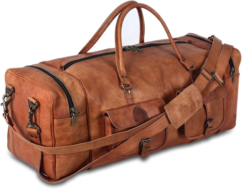 Men's Leather 32-Inch Duffel Bag for Travel & Gym