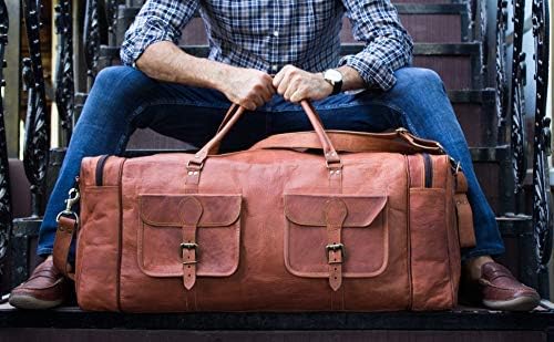 Men's Leather 32-Inch Duffel Bag for Travel & Gym
