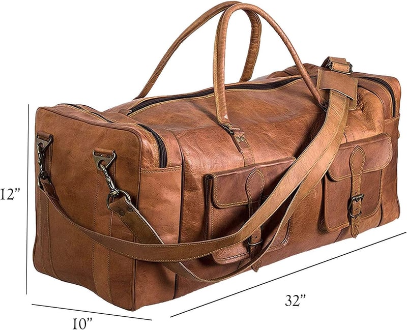 Men's Leather 32-Inch Duffel Bag for Travel & Gym