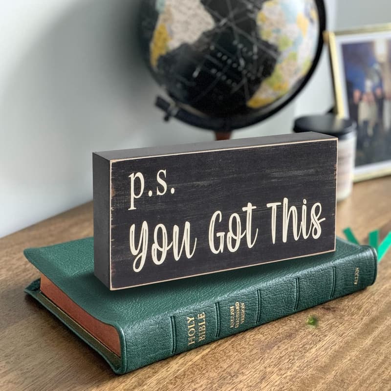 Motivational Wooden Box Sign for Women Home Office Decor