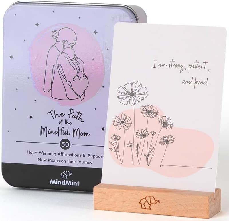 Postpartum Affirmation Cards for New Moms - 50 Cards in Tin Box