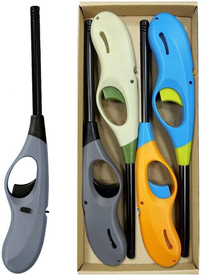 Refillable Long Flame Butane Lighter Set for BBQ - 4pcs