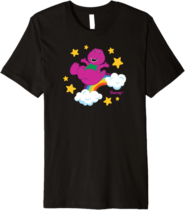 Purple Dino Premium T-Shirt with Sky Stars and Clouds