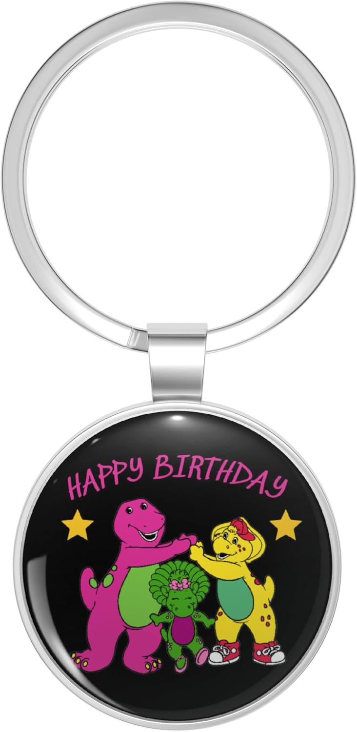 Barney & Friends Double-Sided Stainless Steel Keychain