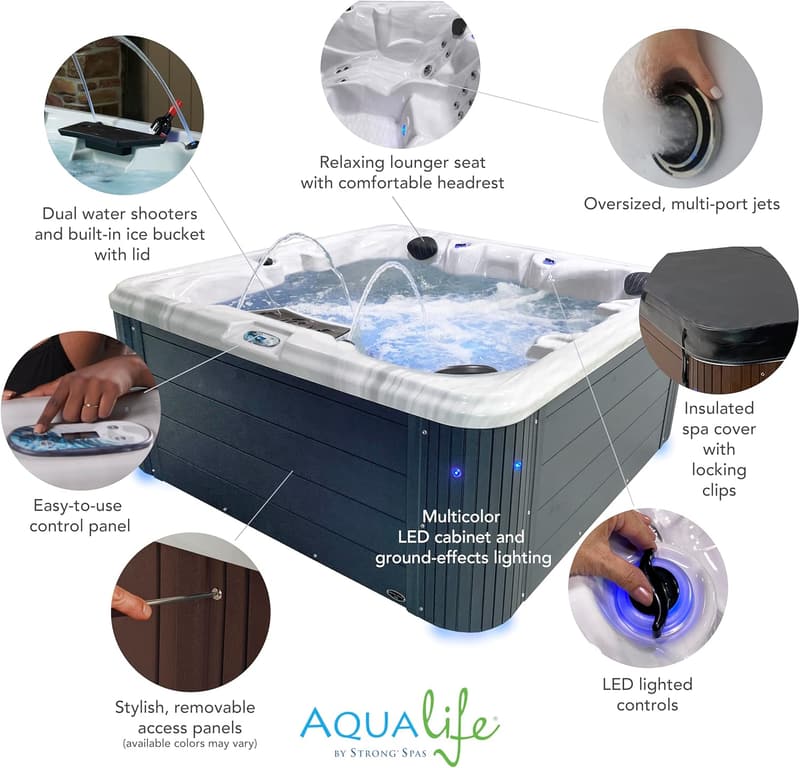 Insight Outdoor Hot Tub for 6 Adults, 34 Jets, Made in USA