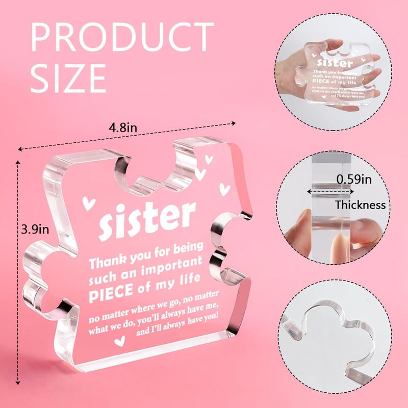 Sister Birthday Gift - Acrylic Desk Plaque for Unbiological Sisters