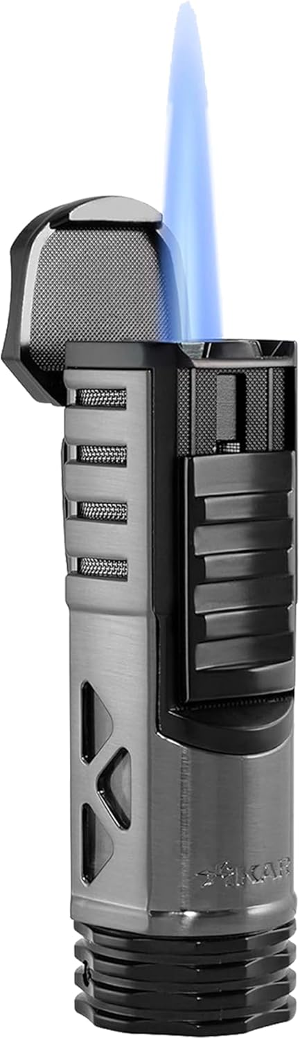 Rugged Gunmetal Tactical Lighter with Adjustable Flame