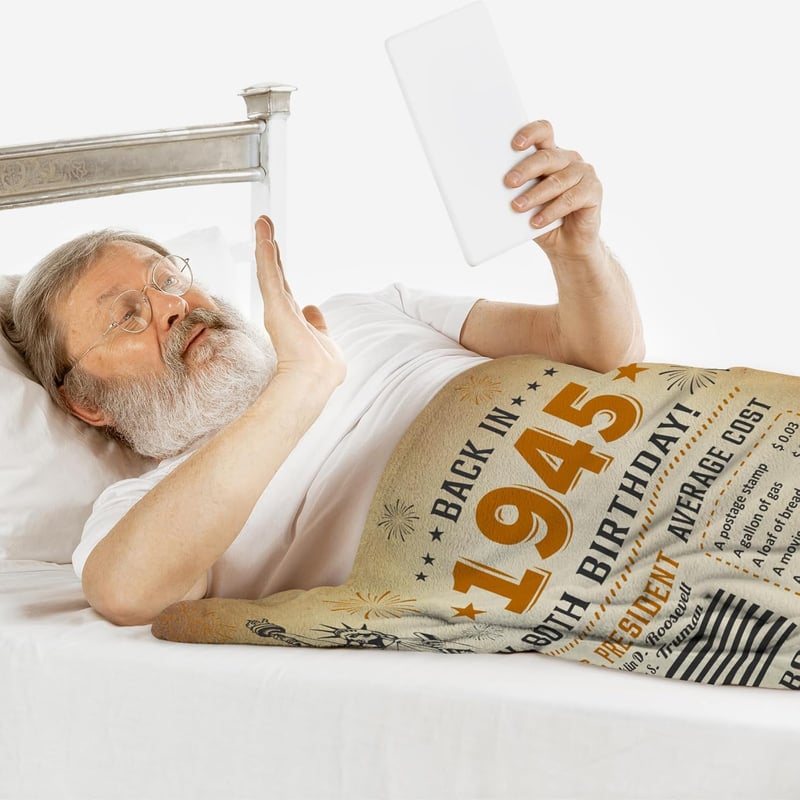 80th Birthday Throw Blanket for Men and Women, 60x50 Inch