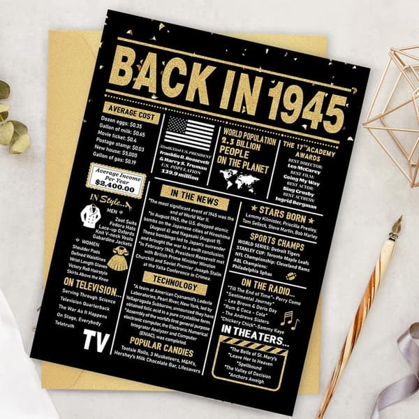 80th Birthday Card with Black and Gold Design for Parents