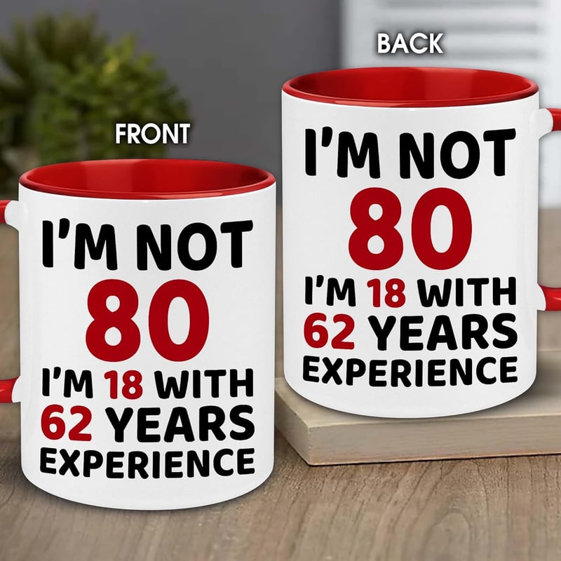 80th Birthday Gift Set: Coffee Mug & Coaster for Couples