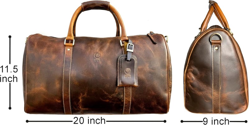 Men's TSA Approved Full Grain Leather Duffle Bag - 20 Inch
