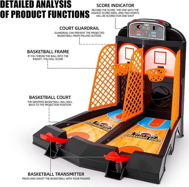 Mini Basketball Desktop Game - Fun Office Toy for Kids & Adults