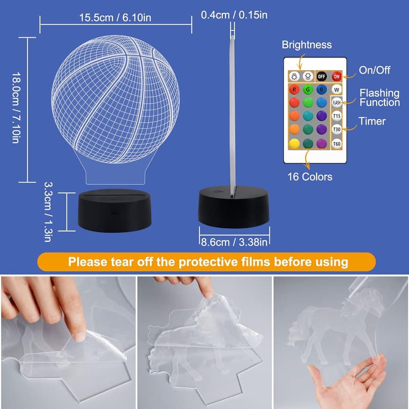 3D Basketball Night Light with Remote – Perfect Birthday Gift for Boys