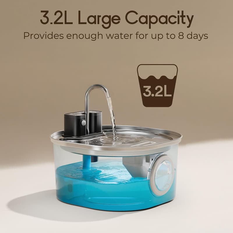 Automatic Wireless Cat & Dog Water Fountain - 3.2L BPA-Free
