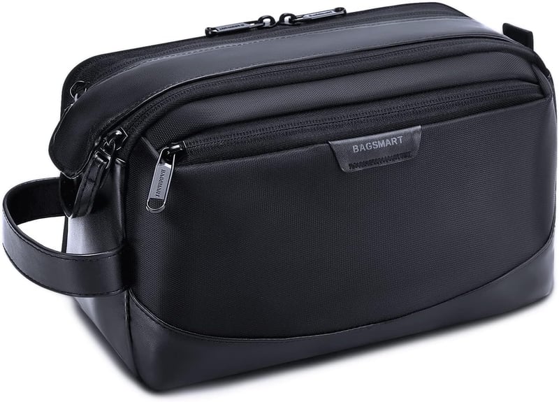 Men's Large Water-Resistant Travel Toiletry Bag - Black
