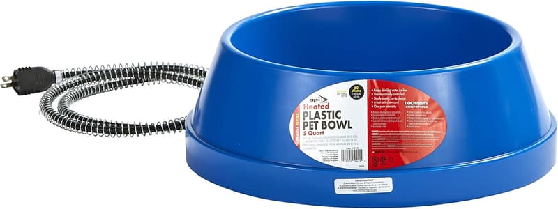 Heated Dog Bowl - 5 Quart Plastic Pet Water Dish