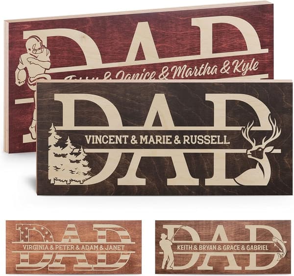 Personalized Hunting Wood Sign for Dad with Children’s Names