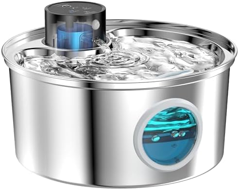 Automatic Cat Water Fountain - Stainless Steel, Rechargeable, 108oz