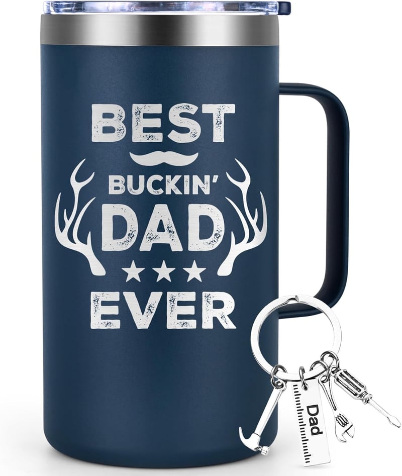 Best Dad Ever Insulated Mug - 20 Oz Stainless Steel, Dark Blue