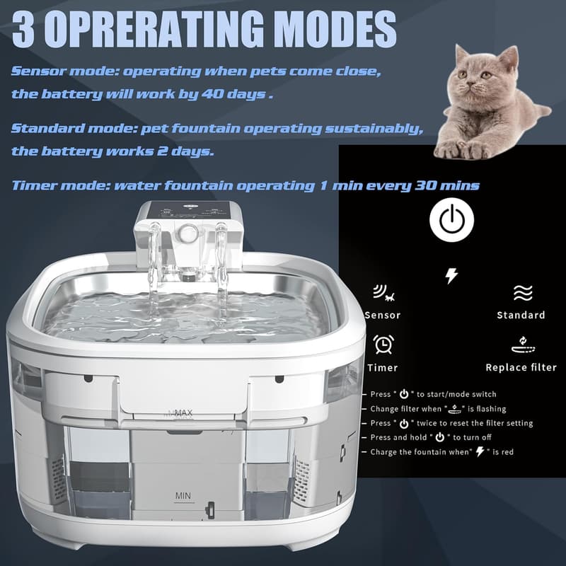 Automatic Wireless Cat Water Fountain - 4.5L Rechargeable Dispenser