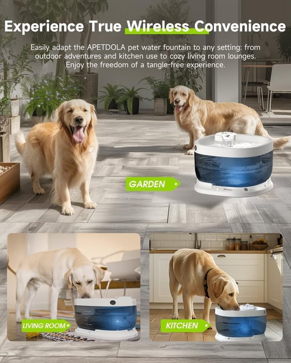 Cordless Dog Water Fountain with Motion Sensor, 7L Capacity