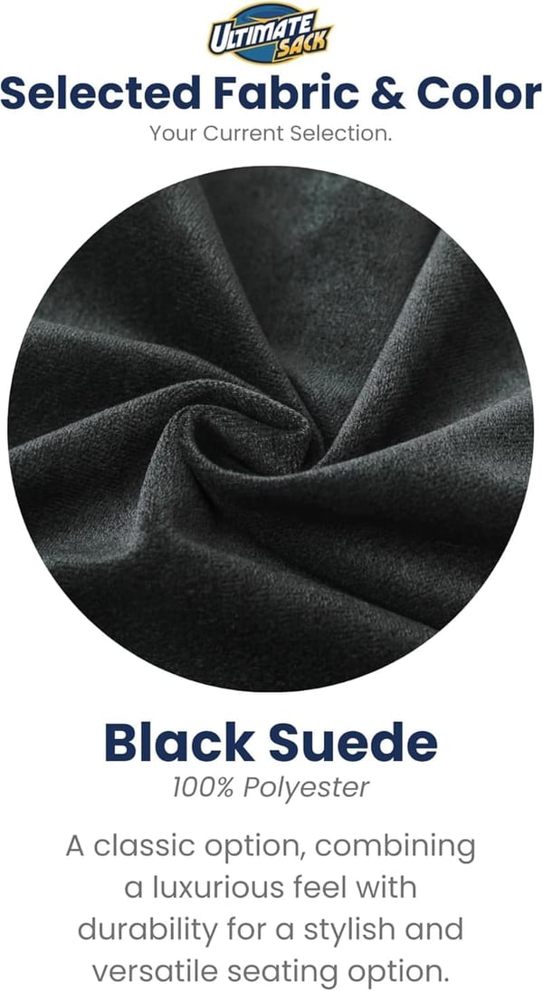 Black Suede 5ft Oversized Bean Bag Chair with Footstool
