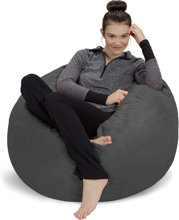Plush Memory Foam Bean Bag Chair - 3ft Charcoal Microsuede