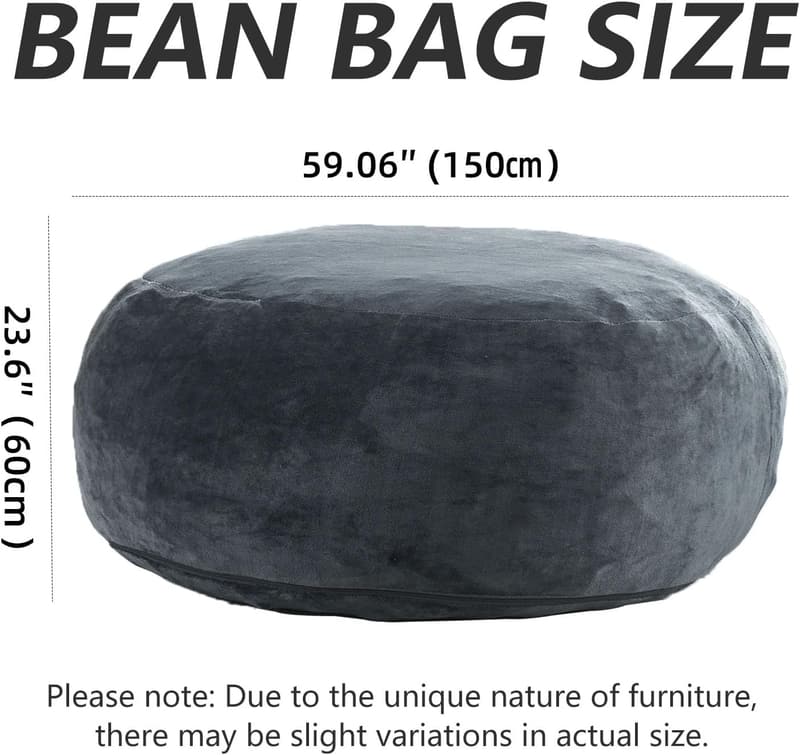 Oversized 5FT Memory Foam Bean Bag Chair - Dark Grey