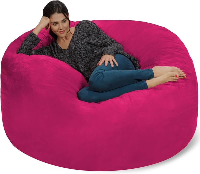 Giant 5' Pink Memory Foam Bean Bag Chair