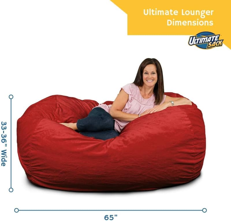 Oversized Olive Suede Bean Bag Chair for Adults