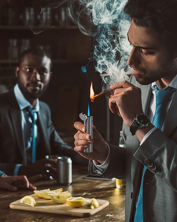 Gun Ash All-in-One Cigar Lighter with Puncher and Stand