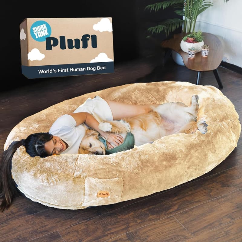 Plufl Human Dog Bed - Plush Memory Foam Bean Bag for All Ages