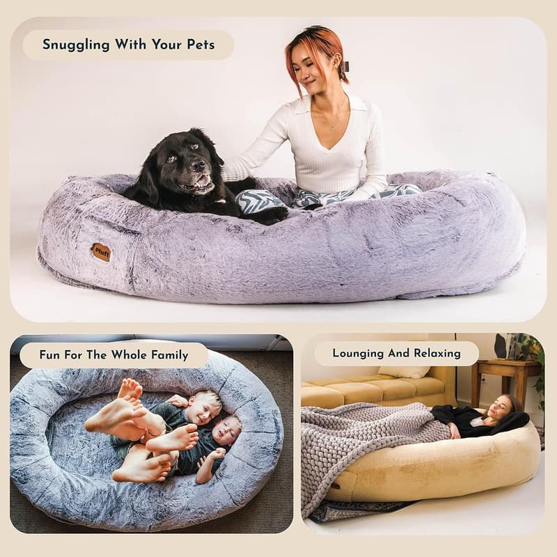 Plufl Human Dog Bed - Plush Memory Foam Bean Bag for All Ages