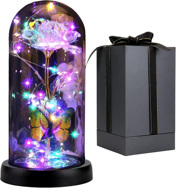 Valentine's Day Galaxy Rose Gift in Glass Dome for Women
