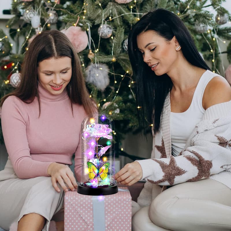 Valentine's Day Galaxy Rose Gift in Glass Dome for Women