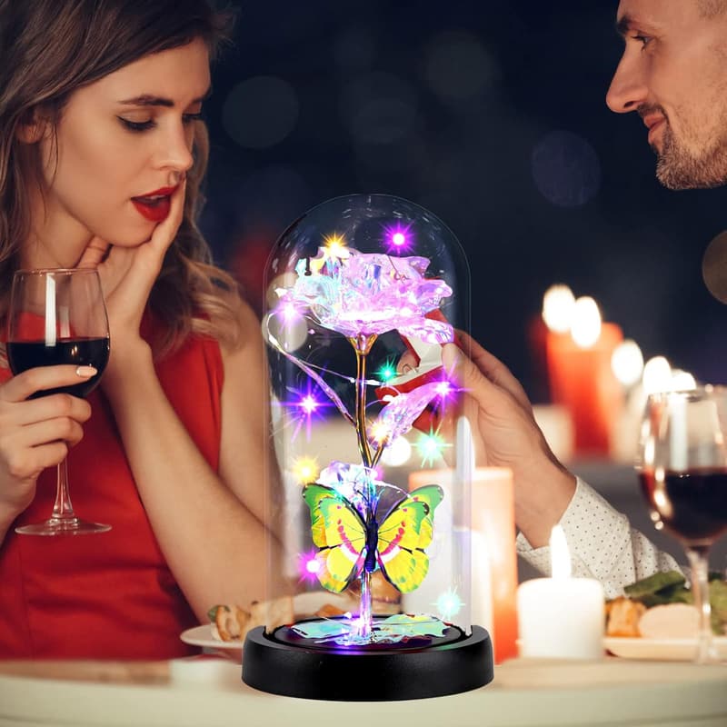 Valentine's Day Galaxy Rose Gift in Glass Dome for Women