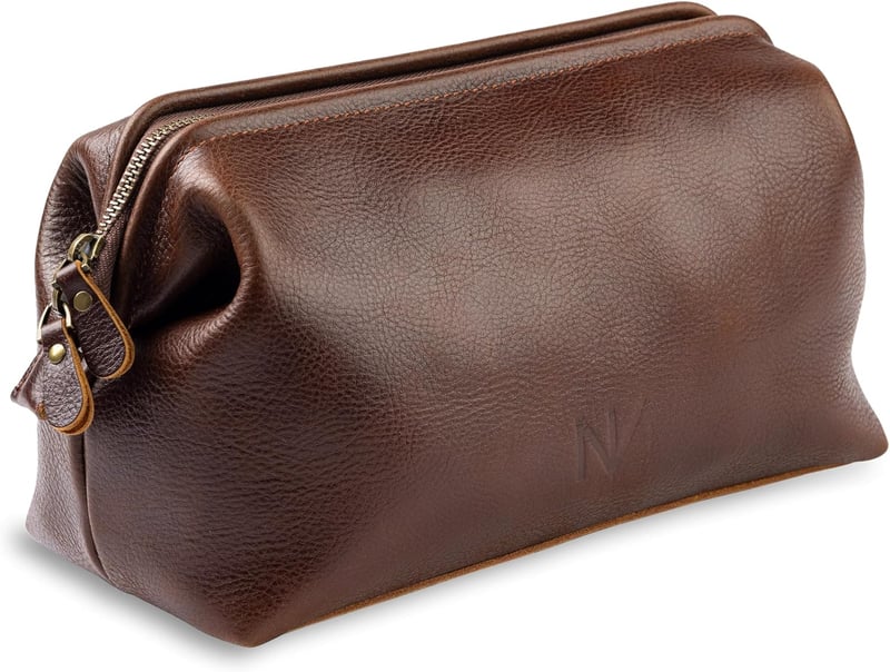 Men's Genuine Leather Toiletry Bag - Ultimate Travel Dopp Kit