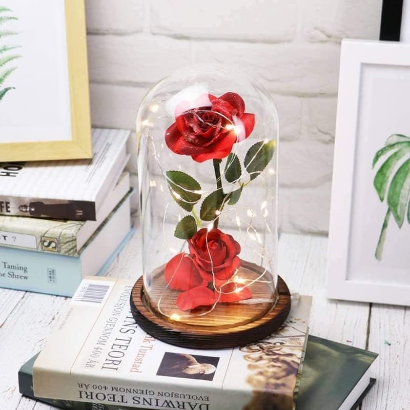 Mother's Day Light-Up Rose in Glass Dome for Mom & Grandma